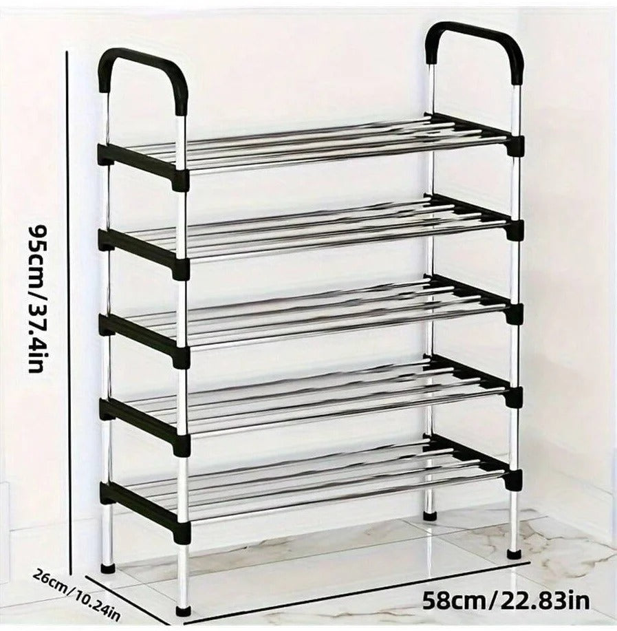 Stainless Steel Shoe Rack 5-Tier Heavy-Duty – Durable Shoe Stand & Storage Organizer for Home & Office