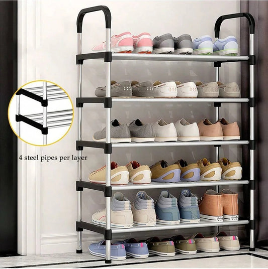 Stainless Steel Shoe Rack 5-Tier Heavy-Duty – Durable Shoe Stand & Storage Organizer for Home & Office