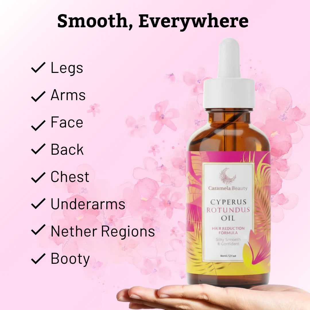 Cyperus Rotundus Oil 60ml  Natural Hair Removal Oil for Reducing Body Hair Growth & Smooth Skin for All Skin Types