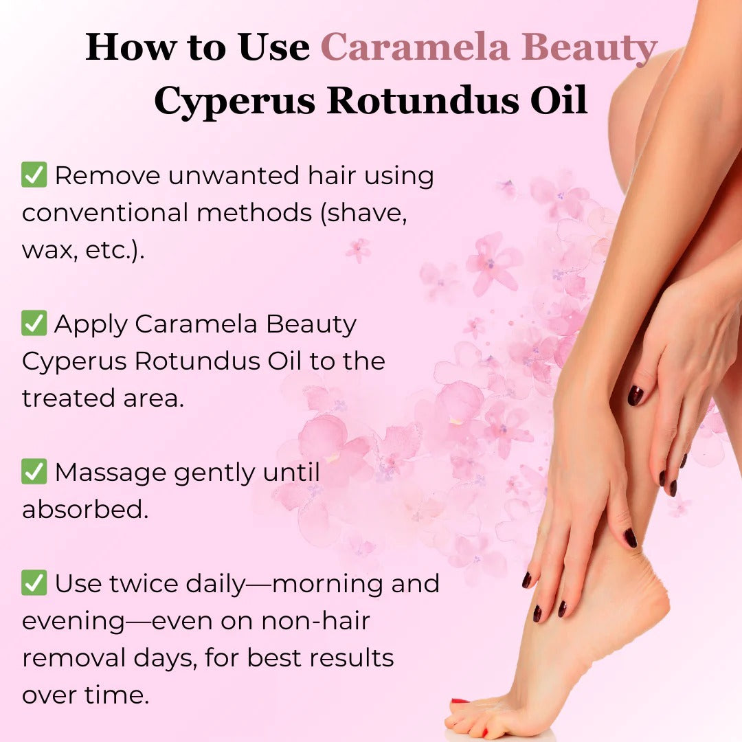 Cyperus Rotundus Oil 60ml  Natural Hair Removal Oil for Reducing Body Hair Growth & Smooth Skin for All Skin Types